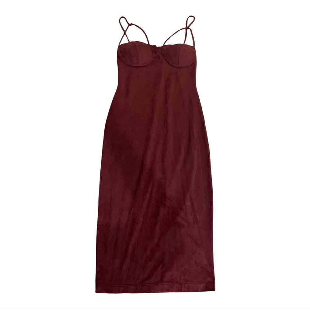 Small Burgundy Fashion Nova Bustier Knee Length Maxi Dress